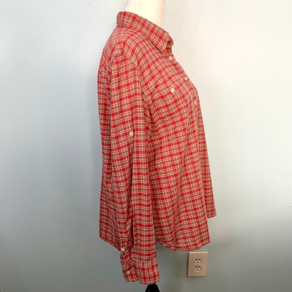 Lauren Jeans Co. Red and Green Plaid Button Down Shirt Size XL - Picture 6 of 8